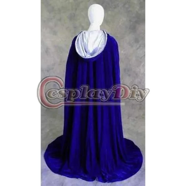 Lined Blue Velvet Satin Cloak Medieval Witchcraft Wicca Cape Adult Women Winter Outside Wedding Cloak Halloween Costume D0419 - Image 3